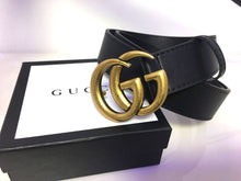 Load image into Gallery viewer, Gucci Black Belt GG Buckle Geniune Leather Belt