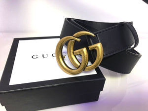 Gucci Black Belt GG Buckle Geniune Leather Belt