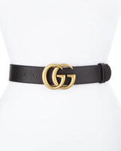 Load image into Gallery viewer, Gucci Black Belt GG Buckle Geniune Leather Belt