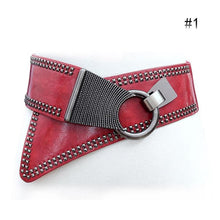 Load image into Gallery viewer, Fashion Punk Rocker Wide Belts for Women Elastic Wide European Style Women Belts Metal Round Buckle