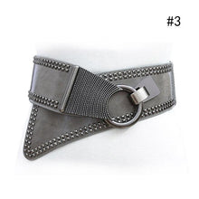Load image into Gallery viewer, Fashion Punk Rocker Wide Belts for Women Elastic Wide European Style Women Belts Metal Round Buckle