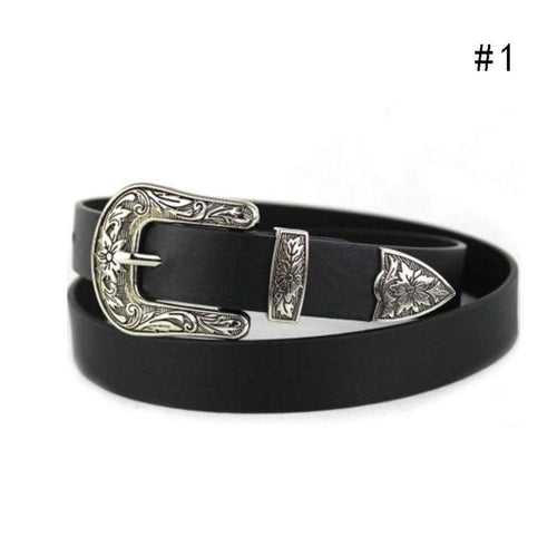 Women Belt Fashion Carved Retro Buckle Head Decorative Leisure