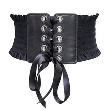 Load image into Gallery viewer, Belt Women 2019 Lace up Elastic Wide Waist Belts Summer Dress Women&#39;s Accessories Pu Leather Girdle