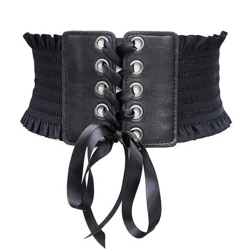 Belt Women 2019 Lace up Elastic Wide Waist Belts Summer Dress Women's Accessories Pu Leather Girdle
