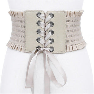Belt Women 2019 Lace up Elastic Wide Waist Belts Summer Dress Women's Accessories Pu Leather Girdle