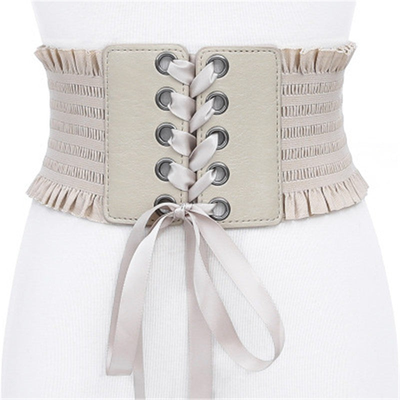 Belt Women 2019 Lace up Elastic Wide Waist Belts Summer Dress Women's Accessories Pu Leather Girdle