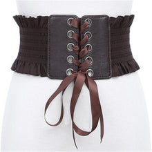 Load image into Gallery viewer, Belt Women 2019 Lace up Elastic Wide Waist Belts Summer Dress Women&#39;s Accessories Pu Leather Girdle