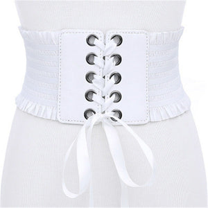 Belt Women 2019 Lace up Elastic Wide Waist Belts Summer Dress Women's Accessories Pu Leather Girdle